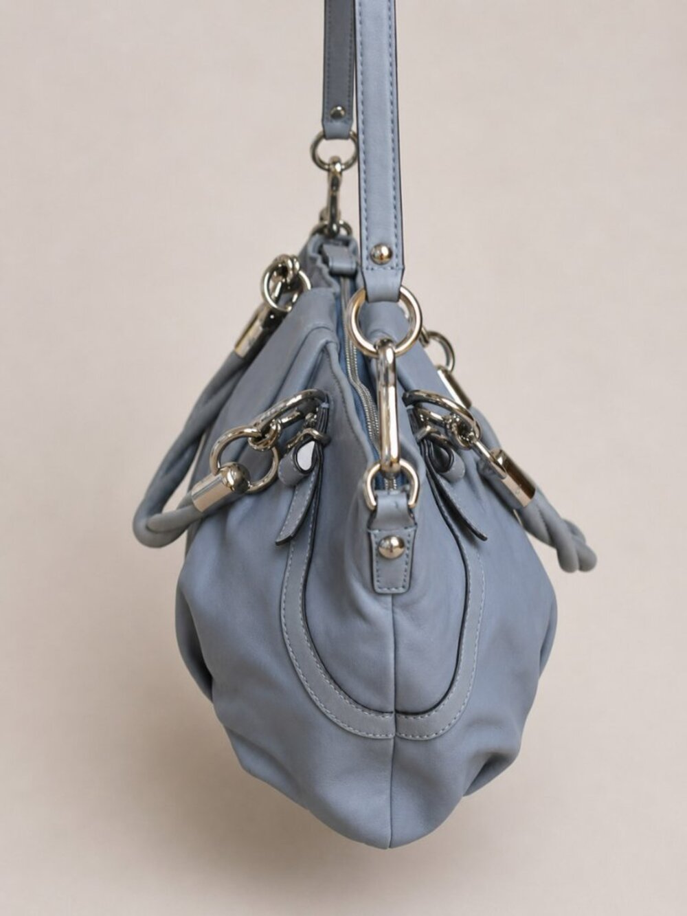Coach Madison Sophia Slate Metallic Leather Satchel F22563 Convertible Shoulder - Picture 7 of 13